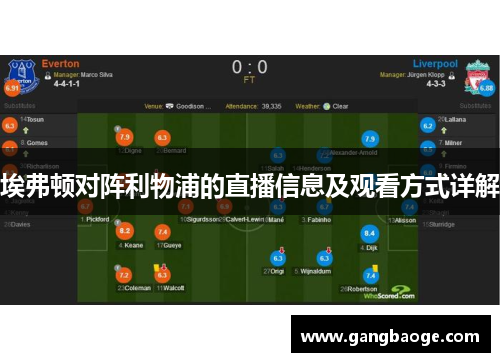 埃弗顿对阵利物浦的直播信息及观看方式详解
